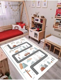 Resim Trafik Çocuk Oyun Halısı Kaymaz Makinede Yıkanabilir Oyun Matı 3 
