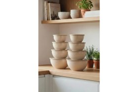 Resim Vienev 8'li Yuvarlak Kase Seti Bej | 1l, 1.5l, 2.3l, 3.3l | Kapaklı Çok Amaçlı Mutfak Saklama Kabı 