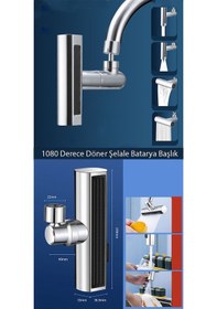 Resim Kustar Krom Tasarruflu 4 Modlu Şelale Ayarlanabilir Musluk Başlığı Mutfak Eviye Bataryası Lavabo Bataryası 