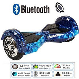 Resim Citymate Smart Balance Elektrikli Kaykay Hoverboard 8.5" Akıllı Dengeli Ledli Bluetooth Hoparlörlü Gök Mavi 