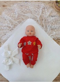 Resim Yenidoğan Sahra My Prince Nakışlı Lüks Kundak Bebek Battaniyesi Ekru Çok Renkli 