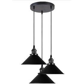 Resim Riolight Vintage11,retro,rustik, Siyah 3xe27 Duylu Metal Sarkıt A Siyah 