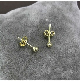 Resim Midyatgümüşnurtaş Top Model Altın Kaplama Bayan Gümüş Küpe 