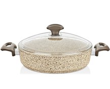 Resim Falez Creamy 22 Cm Kısa Granit Tencere Krem Rengi 