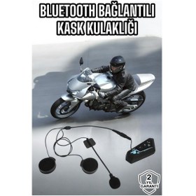 Resim Kask Kulaklığı Motosiklet Intercom Interkom Dinleme Konuşma Özellikli Su Geçirmez 