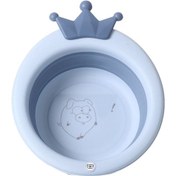 Resim Moveevo Mavi Katlanabilir Bebek Banyo Tabağı - Çocuklar İçin Portatif Kutuplu Plastik Yıkama Kabı 32cm 