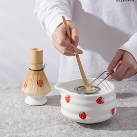 Resim 1/3/4/5 adet Sevimli Çilek Ağızlı Matcha Kasesi ve Matcha Karıştırıcı Seti, Japon Taze Matcha Araç Seti ve Ağızlı Matcha Kasesi, matcha içecekleri yapmak için kullanılır, matcha severler ve yeni başlayanlar için doğum günü hediyeleri, Sevgililer Günü hediyeleri, Anneler Günü hediyeleri, YUMIPLUS 