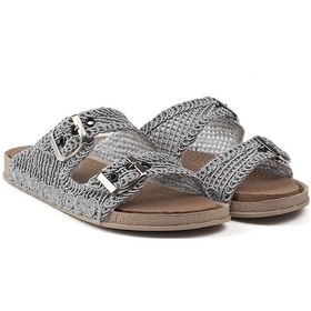 Resim Kadın Gri Hasır Terlik Örgü Dantel Nakış İşlemeli Triko Yazlık Tatil Ev Günlük Terlik Gri 