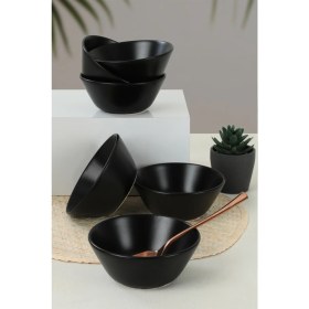 Resim Keramika Mat Siyah Hitit Çorba Kasesi 14 Cm 6 Adet 