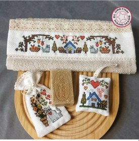 Resim Uretti - Pınar 6788 0724 El Yapımı Banyo El Havlusu Lavanta Torbası Ve Sabunluk Üçlü Set Bej 