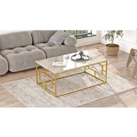 Resim Robin Home Atlantis Gold Metal Orta Sehpa Mermer Desen 