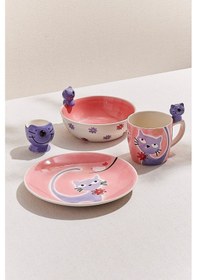 Resim Pasabahce Playful Cat Seramik Pasta Tabağı - 1 Adet Pembe 