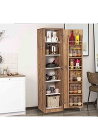 Resim Ceviz Çok Amaçlı 165 Derece Açılabilir Tek Kapaklı Kiler Dolap 