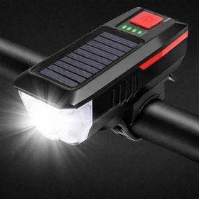 Resim Coverzone USB ve Güneş Enerjili Şarjlı Bisiklet Ön Lambası, Yüksek Parlaklık LED, Dahili Lityum Pil, Enerji Göstergeli, Sesli Uyarılı, Ön Gidon Montajlı | LY-17 
