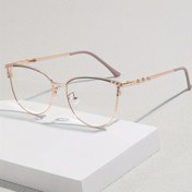 Resim Kadınlar İçin Reçetesiz Kedi Gözlüğü - Gül Altın Tonlu Metal Çerçeve, Günlük ve Resmi Etkinlikler için Minimalist Şık Gözlükler, Temizleme Bezi Dahil - Dekoratif Gözlükler, Taşlı Süslemeler, Moda Aksesuarı, Zarif Detaylar, Görünüm Yaratıcı Çerçeveler, Aksesuar Tutkunları 