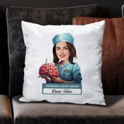 Resim En Başarılı Kadın Beyin Cerrahı Karikatürlü Yastık 