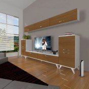 Resim Decoraktiv Eko 9 Slm Std Retro Tv Ünitesi Tv Sehpası Beyaz Ceviz 