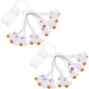 Resim Youtek Halloween Dekoratif Işık Zinciri - Beyaz Hayalet Figürlü 10 Led'li 1.5m Işıklar 2 Adet - Ev, Pencere, Duvar Dekoru İçin Sıcak Beyaz Işık 