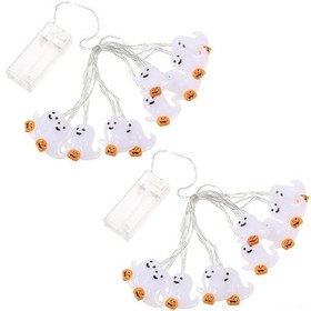 Resim Youtek Halloween Dekoratif Işık Zinciri - Beyaz Hayalet Figürlü 10 Led'li 1.5m Işıklar 2 Adet - Ev, Pencere, Duvar Dekoru İçin Sıcak Beyaz Işık 