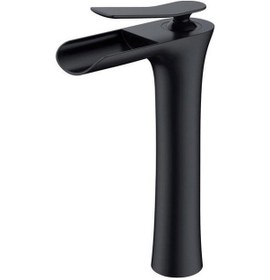 Resim Fause Yüksek Çanak Lavabo Bataryası Şelale Siyah Ksl102-B 