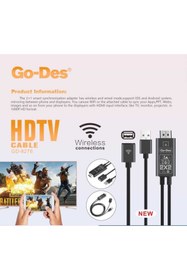 Resim Go-Des Go Des Gd-8276 Wireless Display Dongle Kablosuz Hdmı 1080p Görüntü Aktarım 110 Cm 
