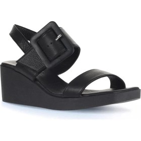 Resim Bueno Shoes Siyah Deri Kadın Dolgu Topuklu Sandalet 01WA0400 01WA0400 