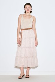 Resim Ruched Chiffon Maxi Skirt Blush - BLUSH / 38 