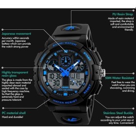 Resim Mavi Skmeı Lüks Erkek Spor Led Dijital Saat Askeri Kol Saati Su Geçirmez Takvimli Saat Kronometre Kırmızı 