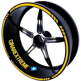 Resim 4 Parçalı Kesikli Tasarımlı Reflektif Sarı Jant Şeridi Sticker Çınar Extreme 
