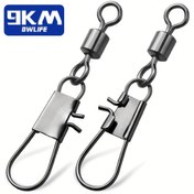 Resim 9KM 50 adet Olta Pin Bağlantı Varil Swivels Özellikleri Interlock Snaps Hem Tatlı Su Hem de tuzlu su için Uygun, Tackle Liderleri, Yemler, Jigler ve Hatlar için İdeal. 