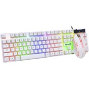 Resim Springsun Beyaz Kablolu Oyun Klavye-fare Seti, 104 Tuş Rgb Arka Işık, Degrade Nefes Işıklı Mouse, Usb Bağlantı Diğer 