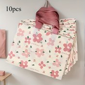 Resim 10 Adet Aşk Çiçekleri Baskılı Alışveriş Çantaları - Sağlam Pembe Saplı Kalın Su Geçirmez Yeniden Kullanılabilir Çantalar, Perakende Mağazaları, Takı Sergileri, Günlük Kullanım için Sevimli Çiçek Desenli, Takı Gösteri Çantaları | Çiçekli Desenli Çanta | Kalın Malzeme Çantası 