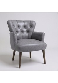 Resim Azra Mobilya Gri Deri Kapitoneli Modern Berjer Koltuk Tekli Koltuk Şık Ve Konforlu Oturma Alanı Gri 