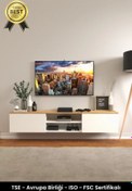 Resim B3 Concept Nort Serisi Dekoratif Duvar Tipi 2 Kapaklı Dolaplı 1. Kalite Televizyon Konsol TV Ünitesi 