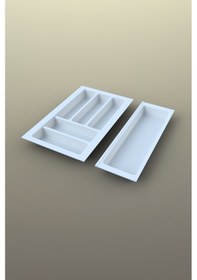 Resim Mutfak Çekmece Içi Kaşıklık 44cm X 48cm Yanlar Ve Boydan 4cm Kesilebilir, Beyaz Antrasit 