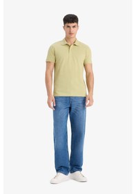 Resim DeFacto %100 Pamuk Slim Fit Dar Kesim Polo Yaka Kısa Kollu Pamuklu Nakışlı Pike Tişört E2633AX25SMKH517 