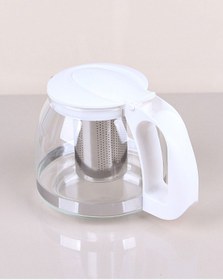 Resim Kapris 1500 Ml Çelik Süzgeçli Cam Demlik Beyaz 7488 Beyaz 