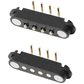 Resim 4-pin 2.54mm 90c Pogo Pin Manyetik Konnektör Takımı 