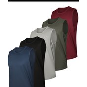 Resim 5'li Erkek Kolsuz Tank Toplar - Nefes Alabilen, Nem Çeken, Hızlı Kuruyan Kumaş Spor Salonu, Fitness, Dış Aktiviteler & Günlük Giyim İçin (Bordo, Gri, Koyu Mavi, Siyah, Lacivert), Dış Mekan Aktif Giyim | Basit Bisiklet Yaka | Nefes Alabilen Polyester, Spor Salonu Gömlekleri 