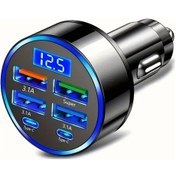 Resim Cloud011 6'li Hızlı Araç Şarj Aleti 3.1a Çift Type-c Dijital Ekran Power Bank Siyah 