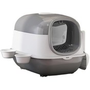 Resim Suntek Kapşonlu Kedi Kumu Kutusu Kaseleri Ile Pet Çöp Kitty 