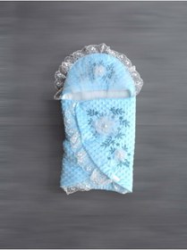 Resim Gül Bahçesi Tül Örtülü Erkek Bebek Klasik Kundak Bebek Battaniyesi 