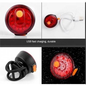 Resim Usb Li Bisiklet Arka Çakar Stop Yuvarlak Siyah 