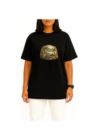 Resim Bahriyeli Collection Oversize Bilecik Göğüs Baskılı Unisex T-shirt Siyah 