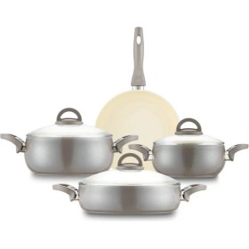 Resim Emsan Crystal Bej 7 Parça Güveç Tencere Seti 