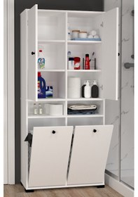 Resim Atlas No.2 6 Raflı 2 Sepetli Banyo Dolabı Beyaz 