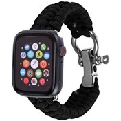 Resim iOS Uyumlu Watch Ultra 49mm-Watch Ultra 2 49mm / Seri 9-8-7 45mm / Se 3-se 2-6-se-5-4 44mm / 3-2-1 42mm Şemsiye Kordon Naylon Örgülü Saat Kordonu 