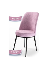 Resim Canisa Dexa Serisi, Üst Kalite Mutfak Sandalyesi, 6 Adet Pembe Sandalye, Metal Siyah Iskeletli Sandalye Pembe Ayaklar Siyah 