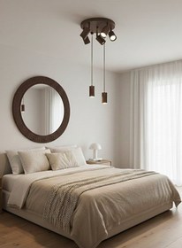 Resim Kahverengi 7 Li Yedili Metal Gu10 Led Spot Sarkıt Hareketli Başlı Siyah 