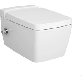 Resim VitrA Deterjan Hazneli 56 Cm Asma Klozet , Entegre Ara Musluklu , Soft Yavaş Kapanan Kapak Dahil 